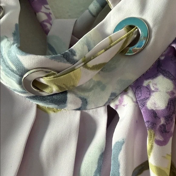 White House Black Market Floral Sleeveless Blouse - Purple and Yellow - Picture 6 of 6